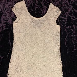 White lace form fitting dress